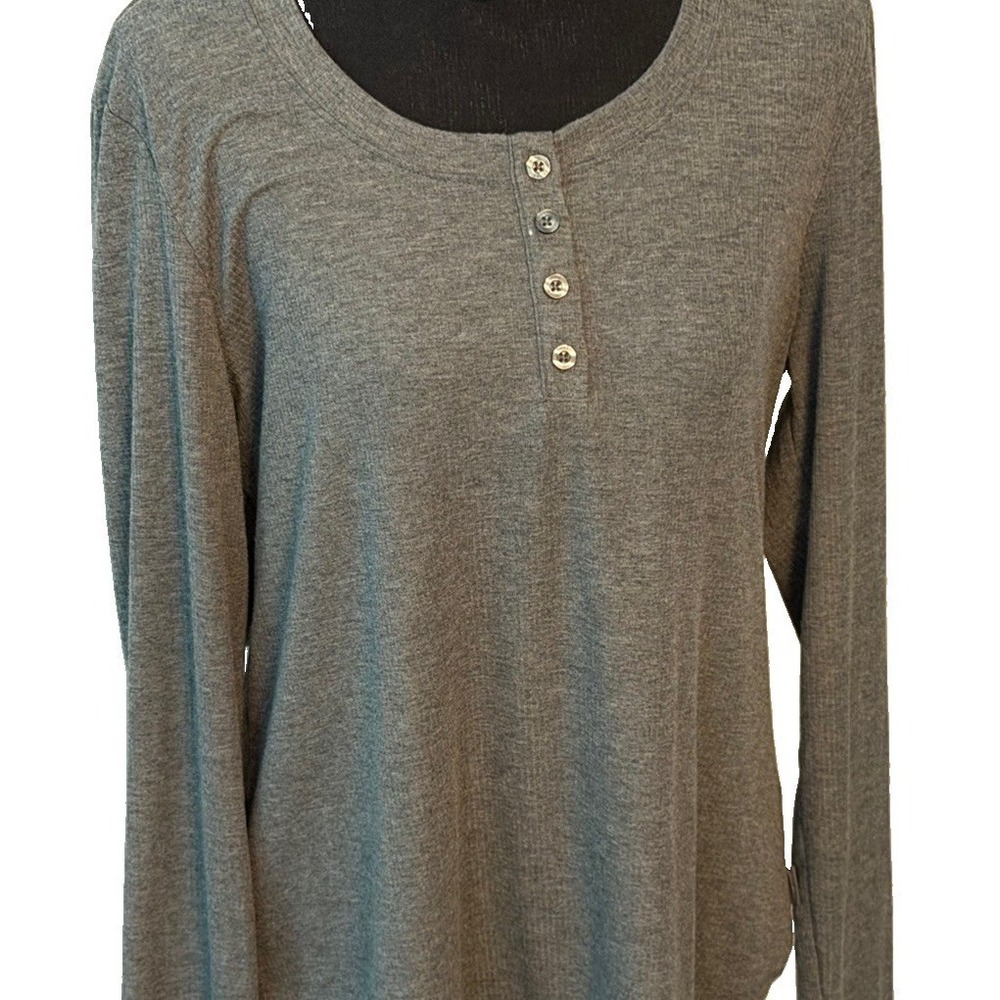 Eddie Bauer Womens Large Sleepwear Top Gray Polyester Blend